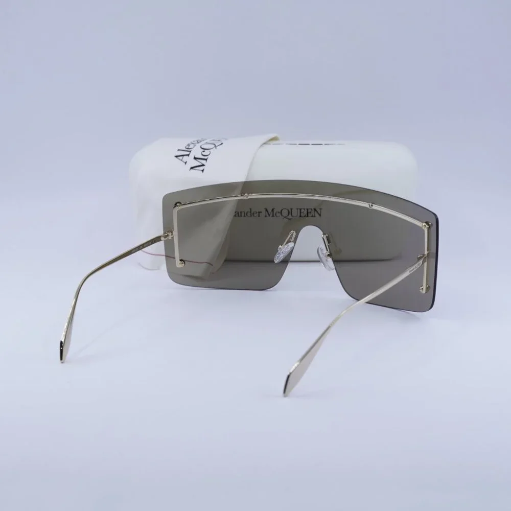 Final Price! Alexander McQueen AM0412S 002 Gold/Brown Sunglasses - Picture 11 of 11